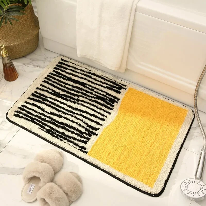 Badmat Polyester Acryl Anti Slip 40x60 45x70 50x80 cm Abstract Design Badkamer Wasbaar Zacht Tapijt | Sansoti