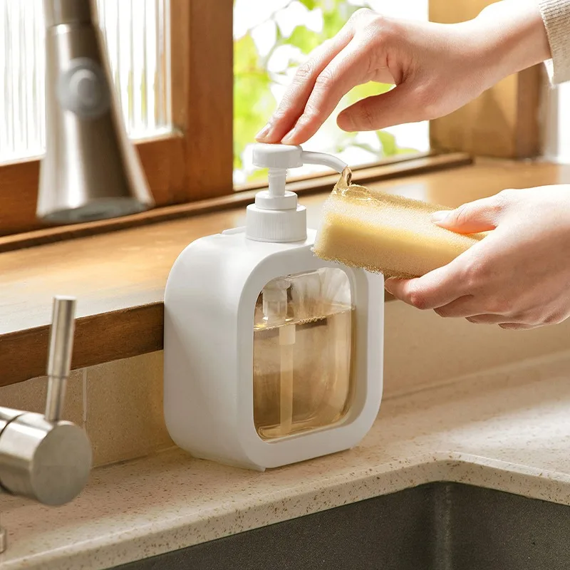 Zeepdispenser Set ABS PVC Wit Minimalistisch Badkamer Keuken Navulbaar Pompfles Scandinavisch Design | Sansoti