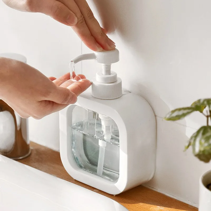 Zeepdispenser Set ABS PVC Wit Minimalistisch Badkamer Keuken Navulbaar Pompfles Scandinavisch Design | Sansoti