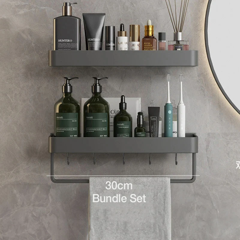 Wandrek Badkamer Metaal 30cm Grijs Wandplank Douche Shampoo Rek Opbergplank Muurrek Badkamer Accessoires Organizer | Sansoti