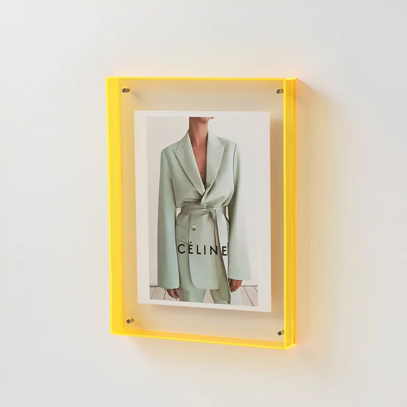 Fotolijst Acryl Transparant Wandlijst Modern Blauw Rand Wanddecoratie Foto Lijst Minimalistisch Interieur Posterhouder | Sansoti