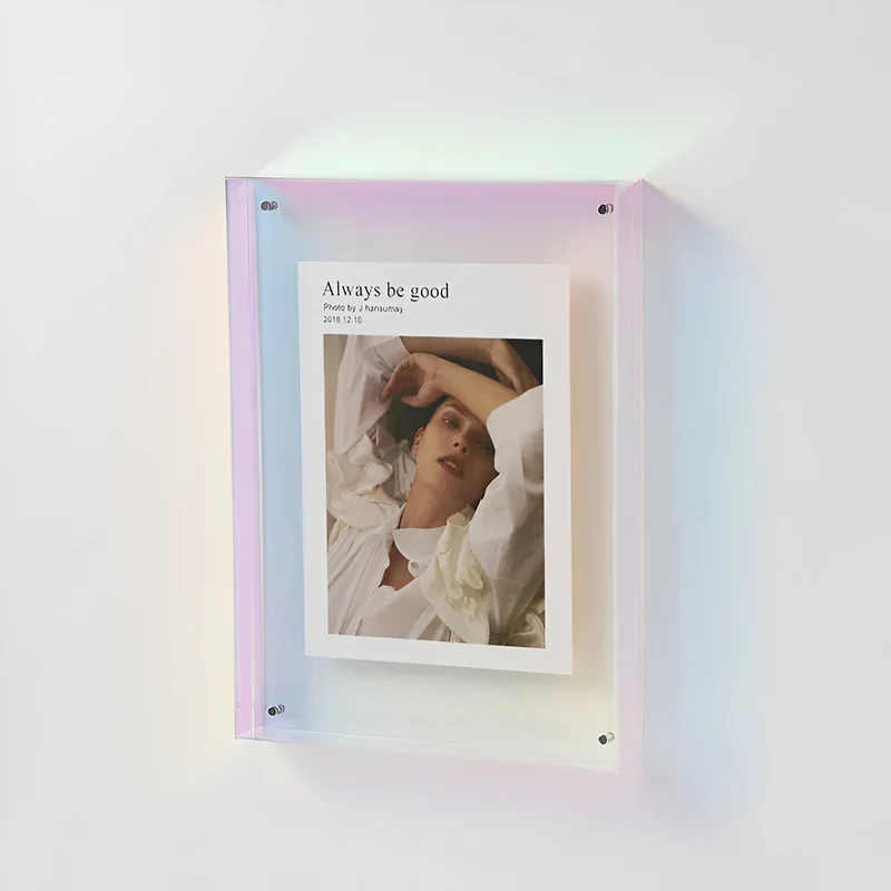 Fotolijst Acryl Transparant Wandlijst Modern Blauw Rand Wanddecoratie Foto Lijst Minimalistisch Interieur Posterhouder | Sansoti