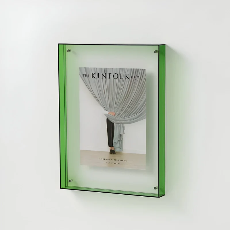 Fotolijst Acryl Transparant Wandlijst Modern Blauw Rand Wanddecoratie Foto Lijst Minimalistisch Interieur Posterhouder | Sansoti