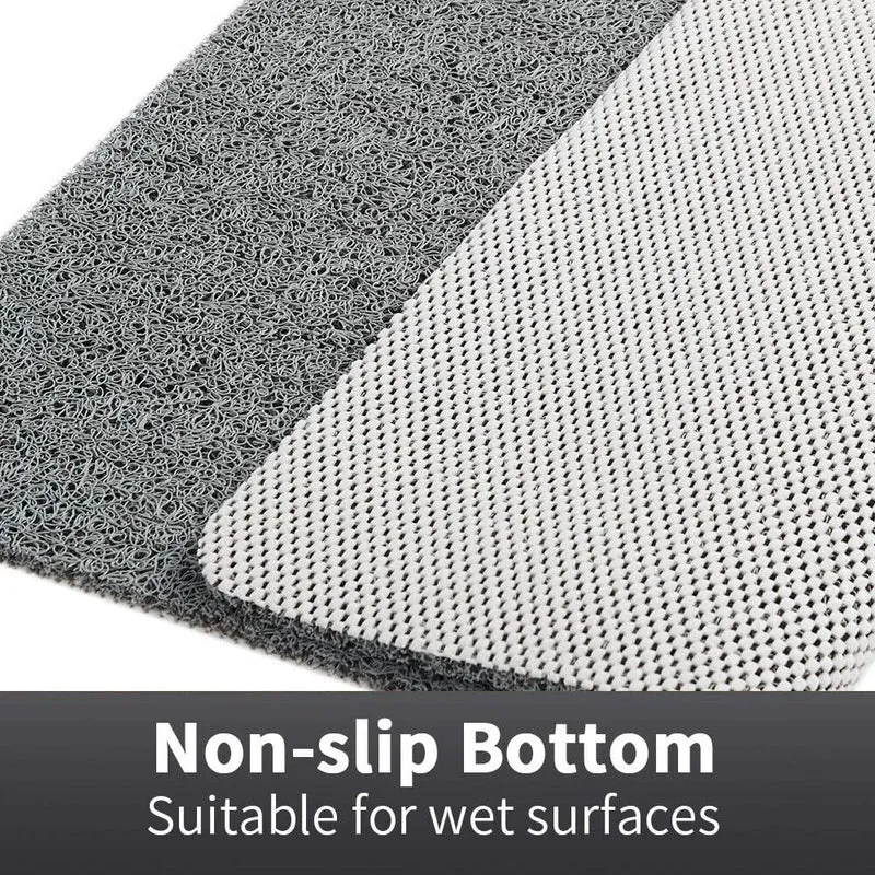 Douchemat Antislip PVC Grijs Badkamer Sneldrogend Waterdoorlatend Loofah Textuur Douchemat Schimmelbestendig Op Maat Knipbaar | Sansoti