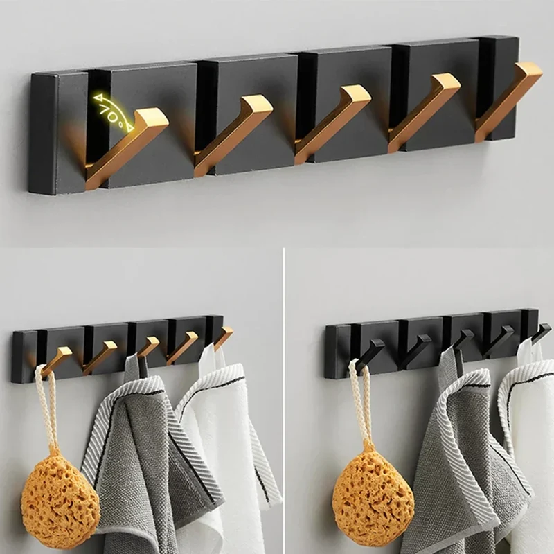 Wandhaak Opvouwbaar RVS Zwart Goud Kapstok Haak Badkamer Hal Keuken Inklapbaar Minimalistisch Design Jashaak Handdoekhaak | Sansoti