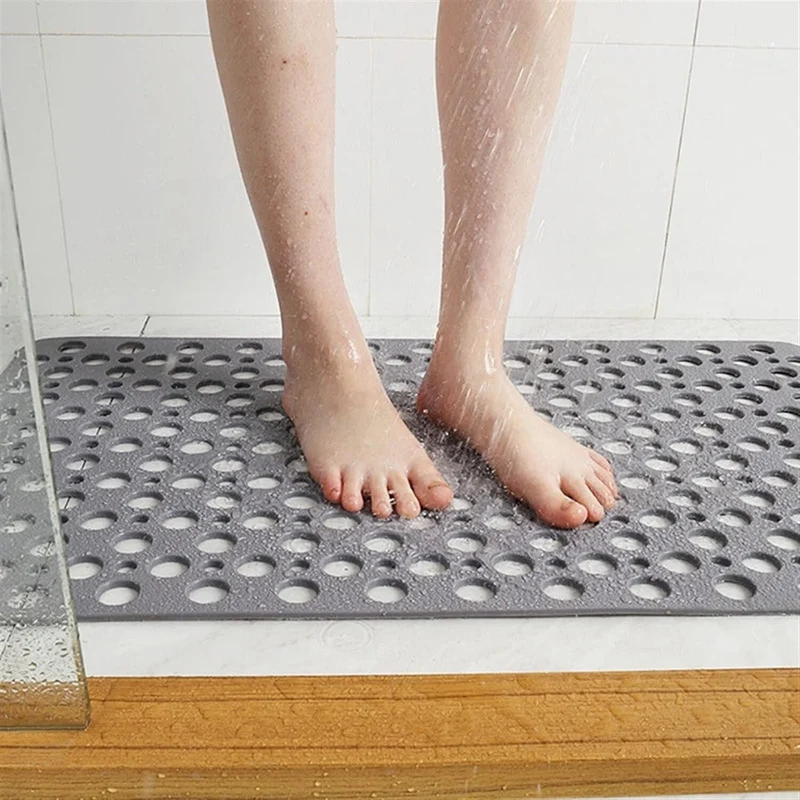 Douchemat Antislip PVC Grijs Badkamer Veilig Douche Badmat Met Afwateringsgaten Sneldrogend Schimmelbestendig Vloermat Douchecabine | Sansoti
