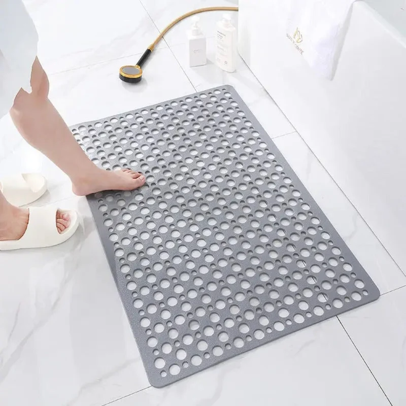 Douchemat Antislip PVC Grijs Badkamer Veilig Douche Badmat Met Afwateringsgaten Sneldrogend Schimmelbestendig Vloermat Douchecabine | Sansoti