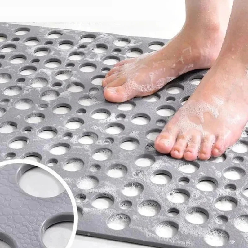 Douchemat Antislip PVC Grijs Badkamer Veilig Douche Badmat Met Afwateringsgaten Sneldrogend Schimmelbestendig Vloermat Douchecabine | Sansoti