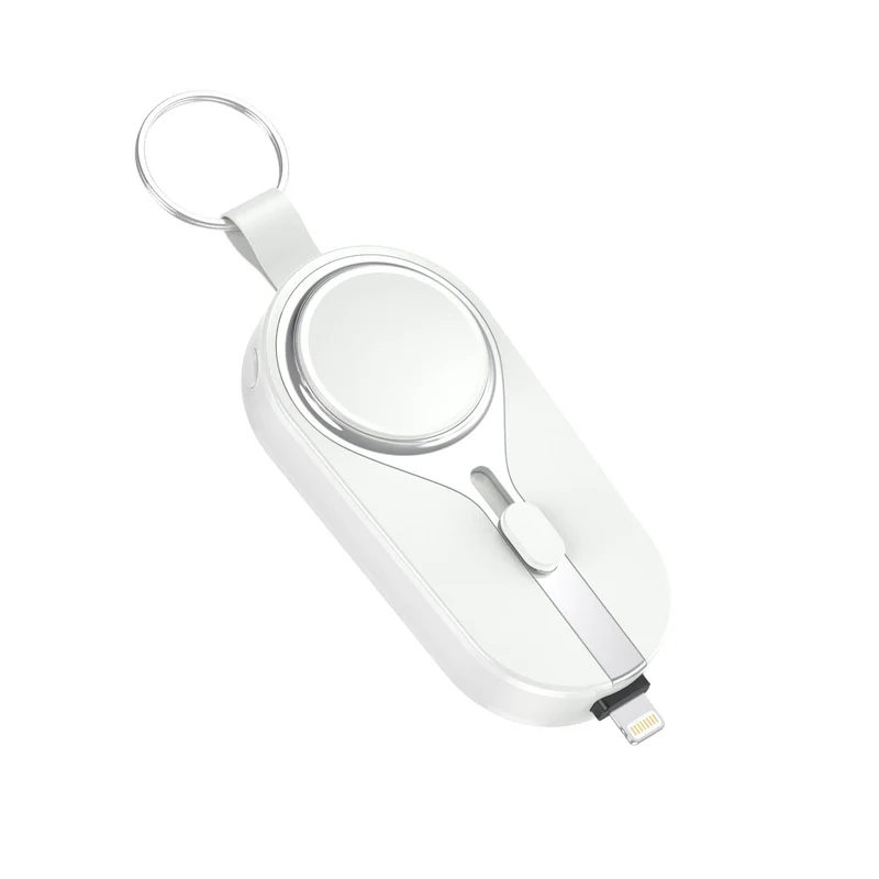 Draadloze oplaadclip powerbank karabijnhaak compact zwart telefoon smartwatch oplader sleutelhanger draagbare lader | Sansoti