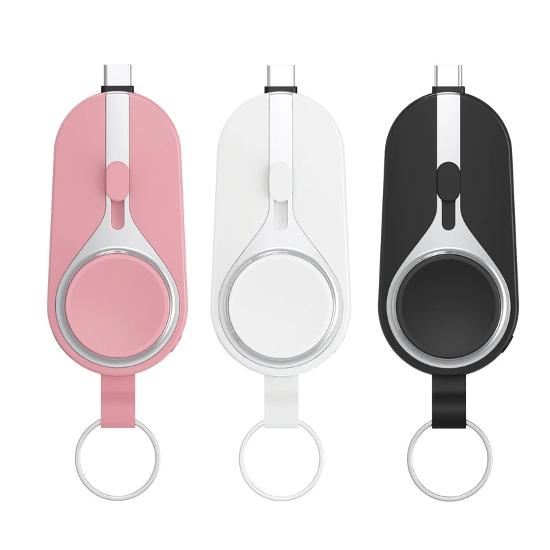 Draadloze oplaadclip powerbank karabijnhaak compact zwart telefoon smartwatch oplader sleutelhanger draagbare lader | Sansoti
