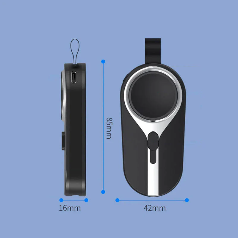 Draadloze oplaadclip powerbank karabijnhaak compact zwart telefoon smartwatch oplader sleutelhanger draagbare lader | Sansoti
