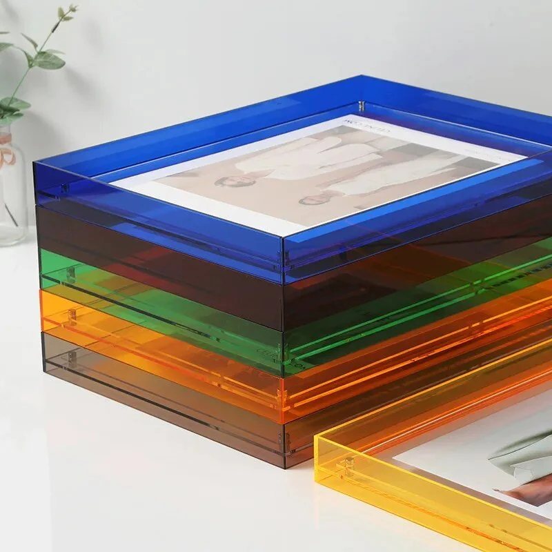 Acryl Fotolijst Gekleurd Transparant Oranje Wand Tafel Display Frame Moderne Fotohouder Poster Lijst Interieur Decoratie | Sansoti
