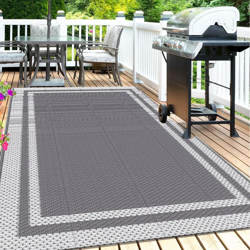 Buitenkleed Grijs Waterproof PP 120x180cm Tuinkleed Opvouwbaar Terras Balkon Camping Picknick Vloermat Buitentapijt | Sansoti