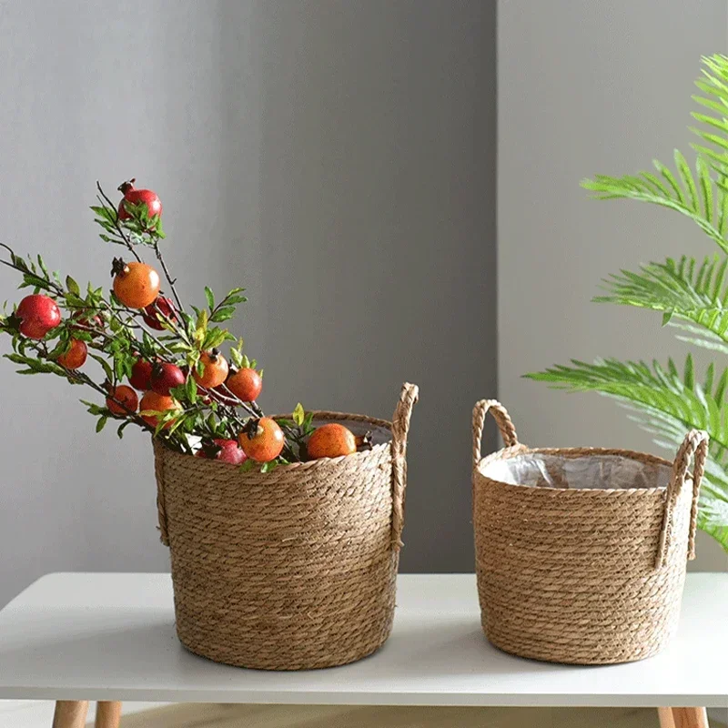 Plantenmand Gevlochten Zeegras Naturel S-L Woonkamer Balkon Handgemaakt Bloempot Mand Rotan Binnen Boho Decoratie | Sansoti