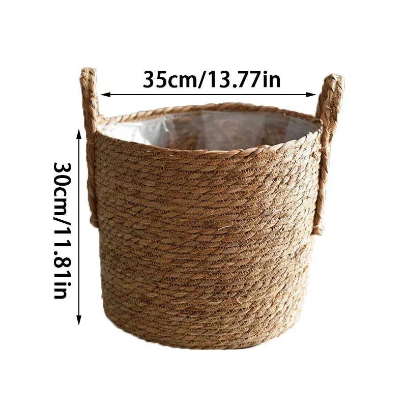 Plantenmand Gevlochten Zeegras Naturel S-L Woonkamer Balkon Handgemaakt Bloempot Mand Rotan Binnen Boho Decoratie | Sansoti