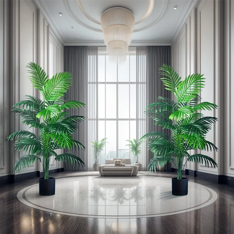Kunstplant Areca Palm 90cm 24 Bladeren Buiten Binnen Woonkamer Slaapkamer Nep Palm Decoratieve Kunstboom Set van 2 | Sansoti