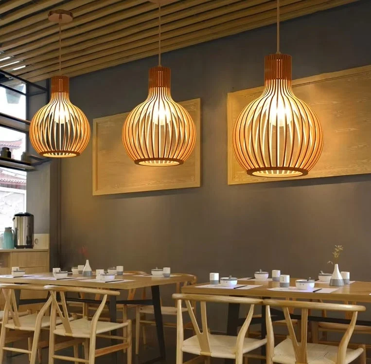 Hanglamp Hout Open Design E27 Natuurlijk Woonkamer Eettafel Houten Lamp Organisch Lichtspel Scandinavisch Interieur | Sansoti