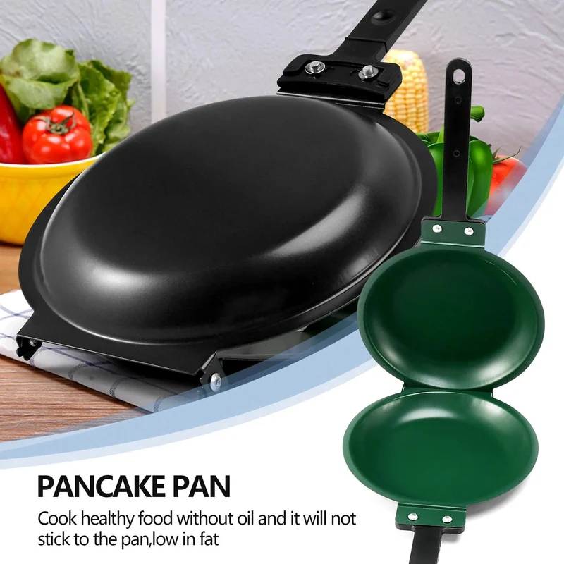 Dubbelzijdige Pannenkoekenpan 19 cm Anti-aanbak Zwart Voor Pannenkoeken Omelet Eierpan Omkeerbare Koekenpan | Sansoti