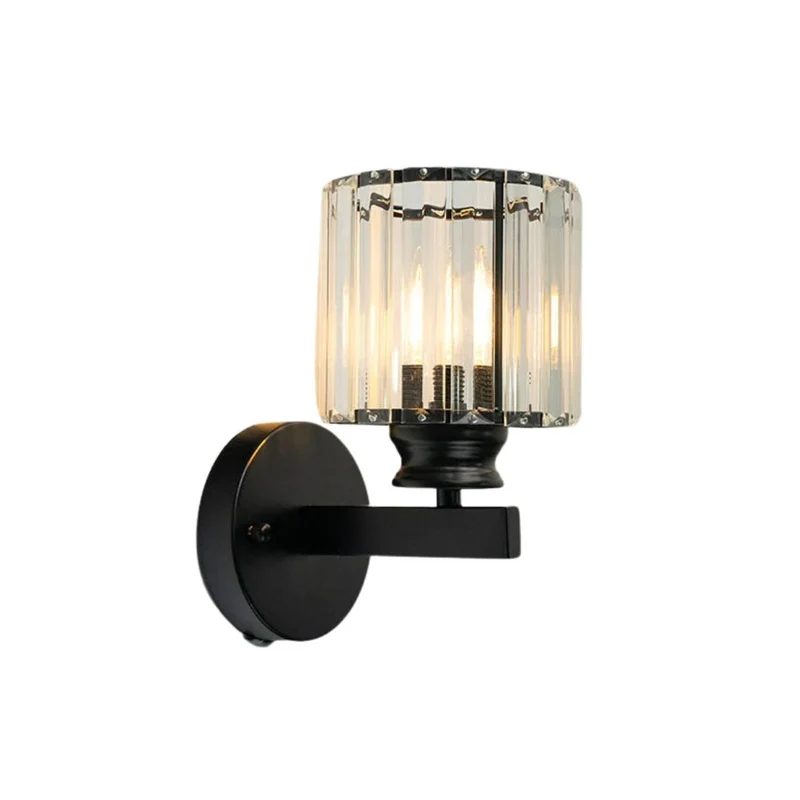 Wandlamp Glas Metaal Zwart 24cm Wandverlichting Woonkamer Slaapkamer Moderne Wandlamp Transparante Kap Accentverlichting | Sansoti