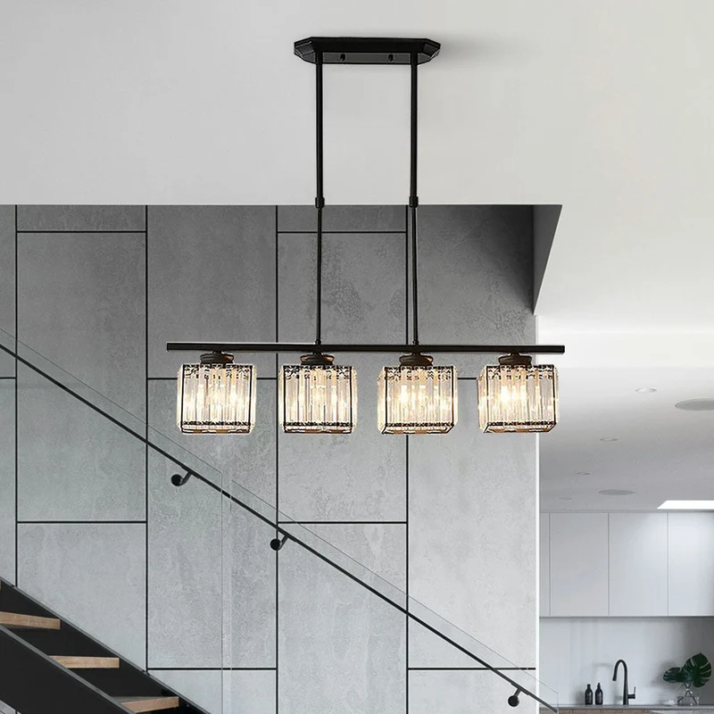 Hanglamp Glas E27 Zwart 3 of 4 Licht Eettafel Kookeiland Scandinavische Hanglamp Plafondlamp Keuken Woonkamer | Sansoti