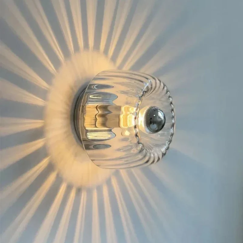 Wandlamp Glas E14 Metaal Transparant Hal Slaapkamer Bauhaus Wandverlichting Retro Design | Sansoti