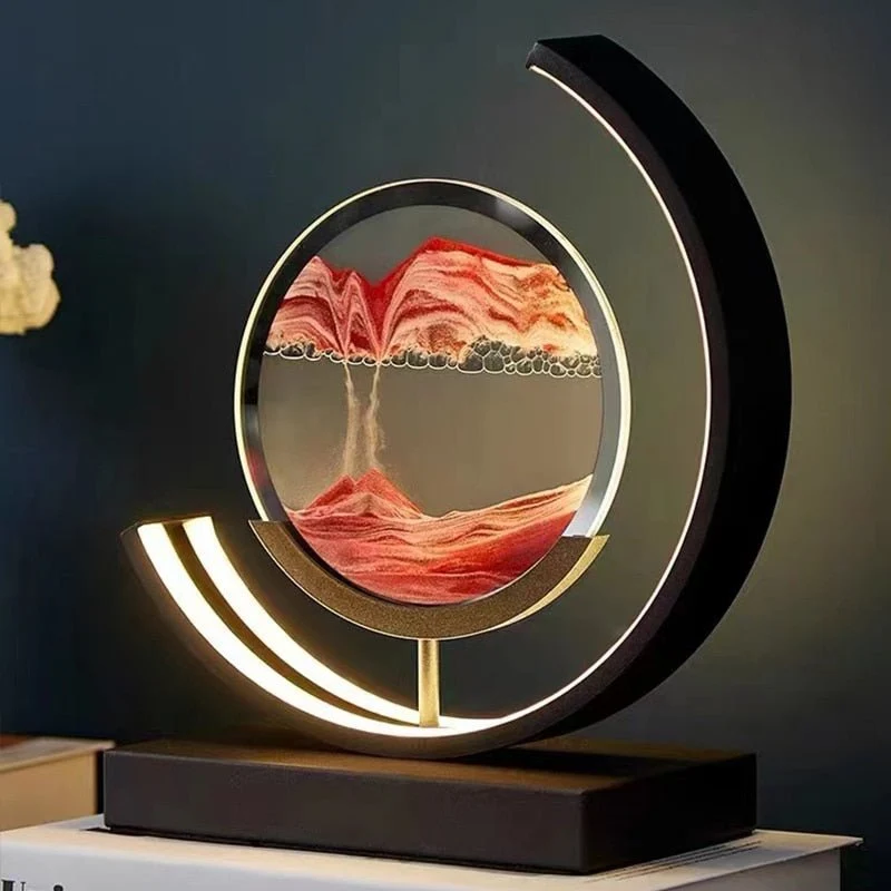 LED tafellamp acryl draaibaar zandlandschap zwart woonkamer slaapkamer sfeerlamp nachtlamp decoratieve lamp | Sansoti