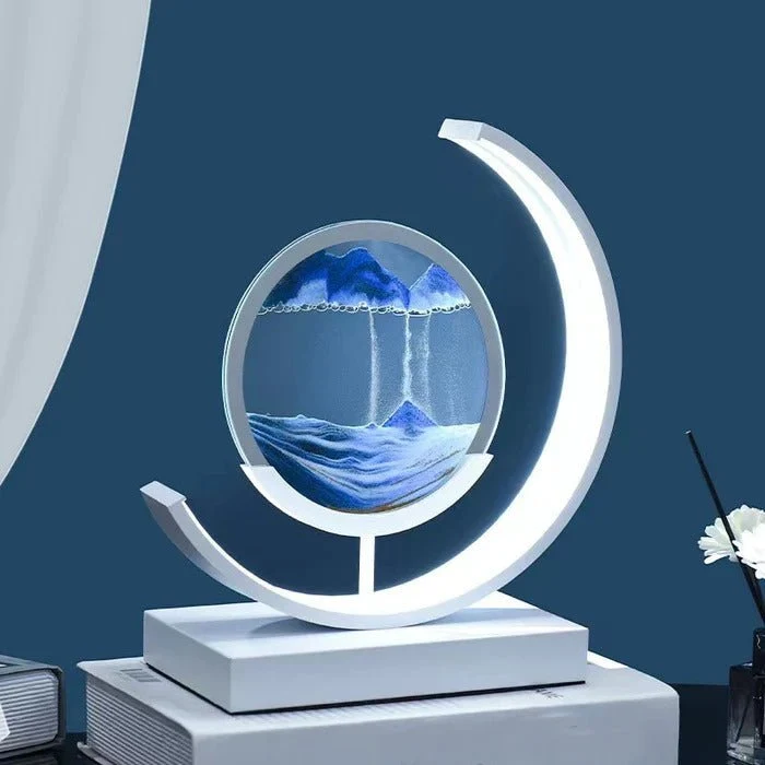 LED tafellamp acryl draaibaar zandlandschap zwart woonkamer slaapkamer sfeerlamp nachtlamp decoratieve lamp | Sansoti