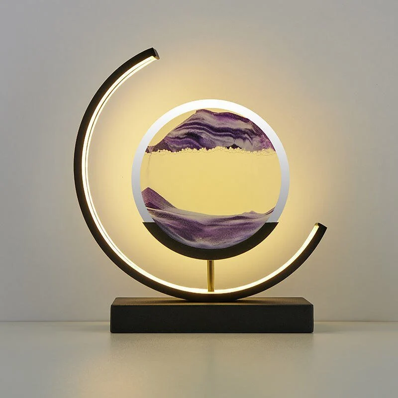 LED tafellamp acryl draaibaar zandlandschap zwart woonkamer slaapkamer sfeerlamp nachtlamp decoratieve lamp | Sansoti