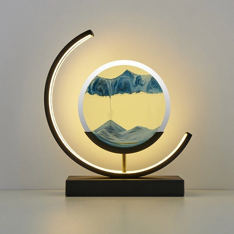 LED tafellamp acryl draaibaar zandlandschap zwart woonkamer slaapkamer sfeerlamp nachtlamp decoratieve lamp | Sansoti