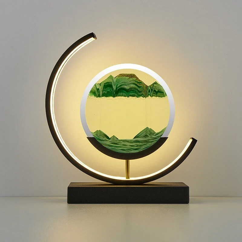LED tafellamp acryl draaibaar zandlandschap zwart woonkamer slaapkamer sfeerlamp nachtlamp decoratieve lamp | Sansoti