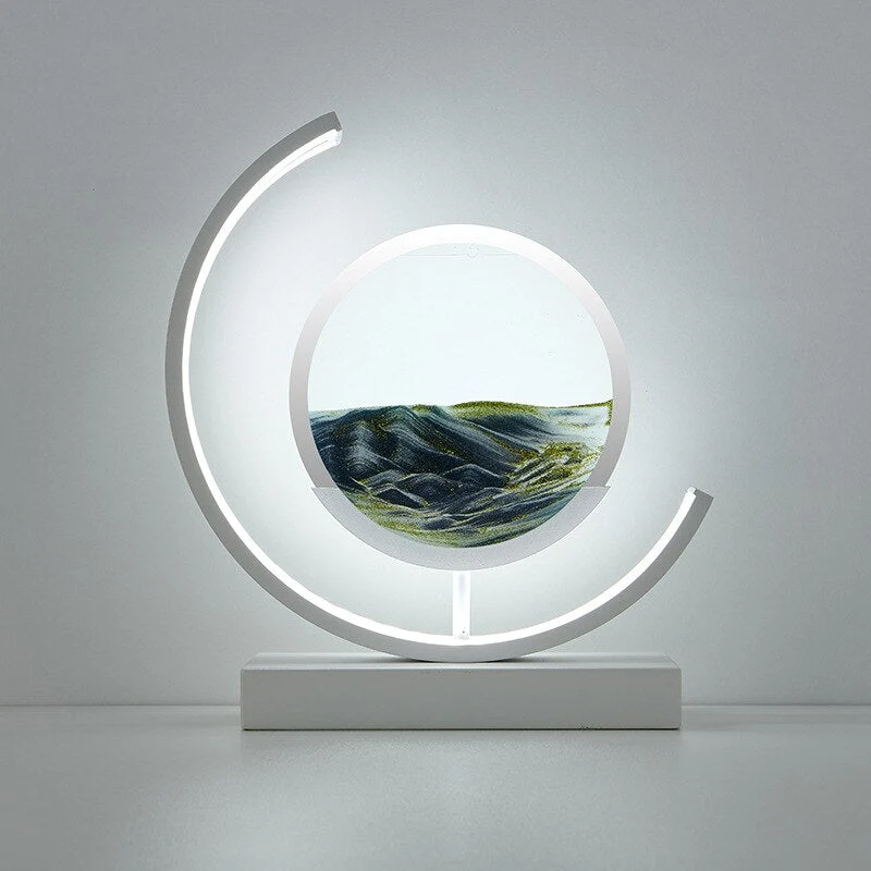 LED tafellamp acryl draaibaar zandlandschap zwart woonkamer slaapkamer sfeerlamp nachtlamp decoratieve lamp | Sansoti