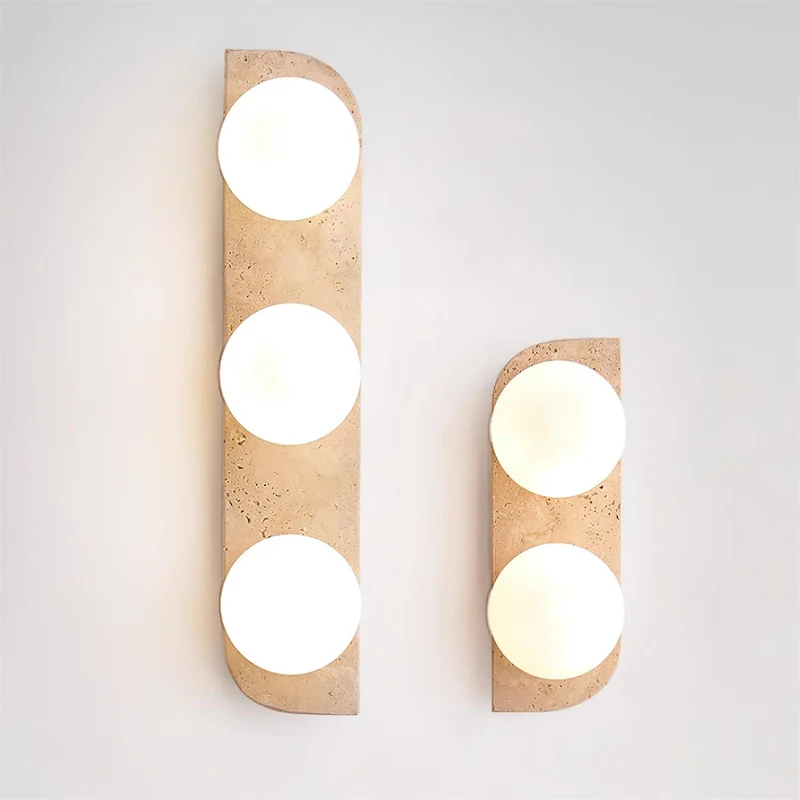 Wandlamp Travertin G9 Glas Hout Beige Woonkamer Hal Badkamer Minimalistische Wandverlichting Sfeerverlichting Natuurlijk Design | Sansoti