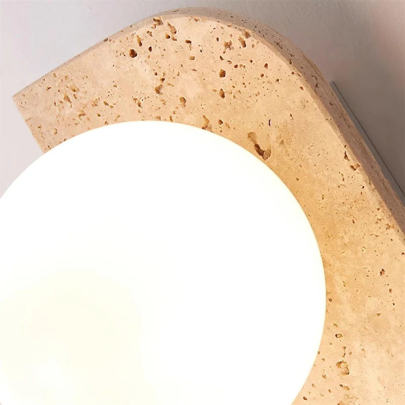 Wandlamp Travertin G9 Glas Hout Beige Woonkamer Hal Badkamer Minimalistische Wandverlichting Sfeerverlichting Natuurlijk Design | Sansoti