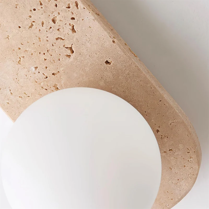 Wandlamp Travertin G9 Glas Hout Beige Woonkamer Hal Badkamer Minimalistische Wandverlichting Sfeerverlichting Natuurlijk Design | Sansoti