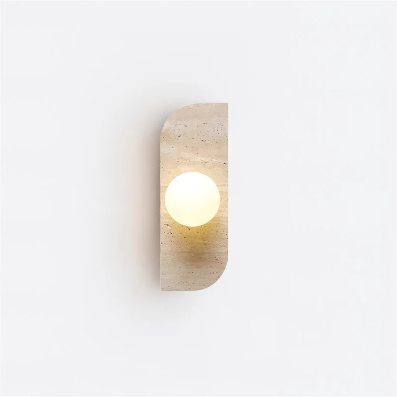 Wandlamp Travertin G9 Glas Hout Beige Woonkamer Hal Badkamer Minimalistische Wandverlichting Sfeerverlichting Natuurlijk Design | Sansoti