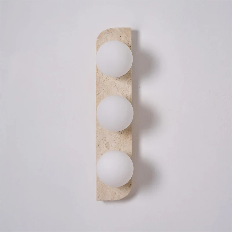 Wandlamp Travertin G9 Glas Hout Beige Woonkamer Hal Badkamer Minimalistische Wandverlichting Sfeerverlichting Natuurlijk Design | Sansoti