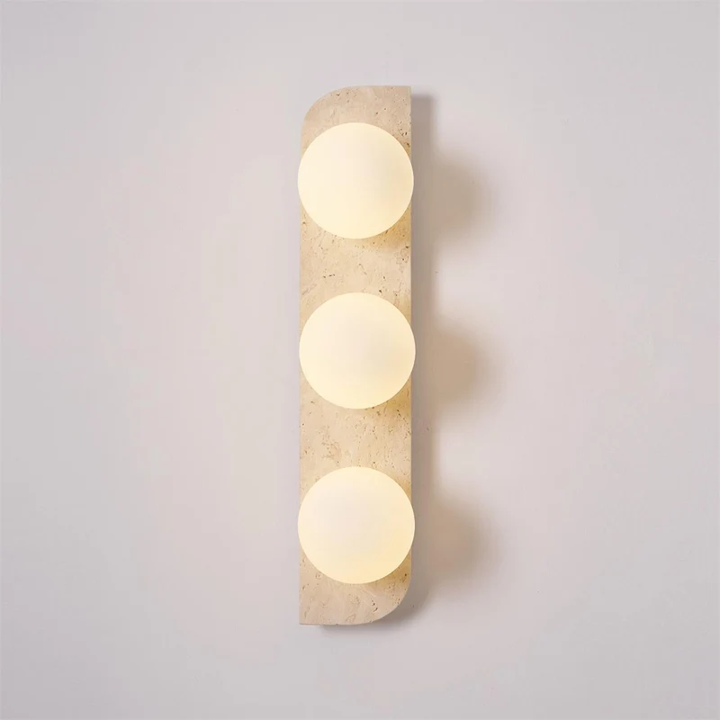 Wandlamp Travertin G9 Glas Hout Beige Woonkamer Hal Badkamer Minimalistische Wandverlichting Sfeerverlichting Natuurlijk Design | Sansoti