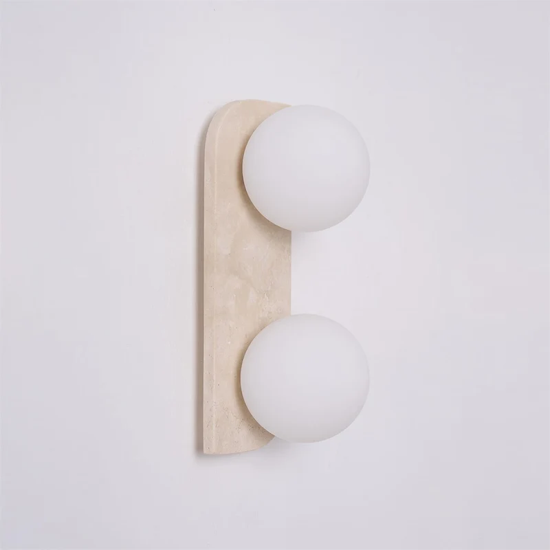 Wandlamp Travertin G9 Glas Hout Beige Woonkamer Hal Badkamer Minimalistische Wandverlichting Sfeerverlichting Natuurlijk Design | Sansoti
