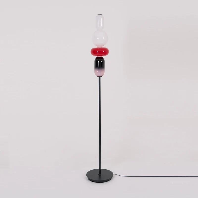 Vloerlamp Glas LED 130 of 160 cm Rood Wit Zwart Woonkamer Design Staande Lamp Lichtobject Interieur | Sansoti