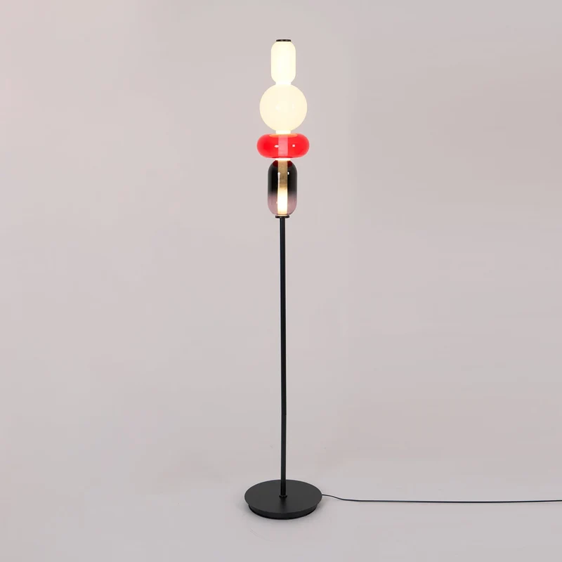 Vloerlamp Glas LED 130 of 160 cm Rood Wit Zwart Woonkamer Design Staande Lamp Lichtobject Interieur | Sansoti