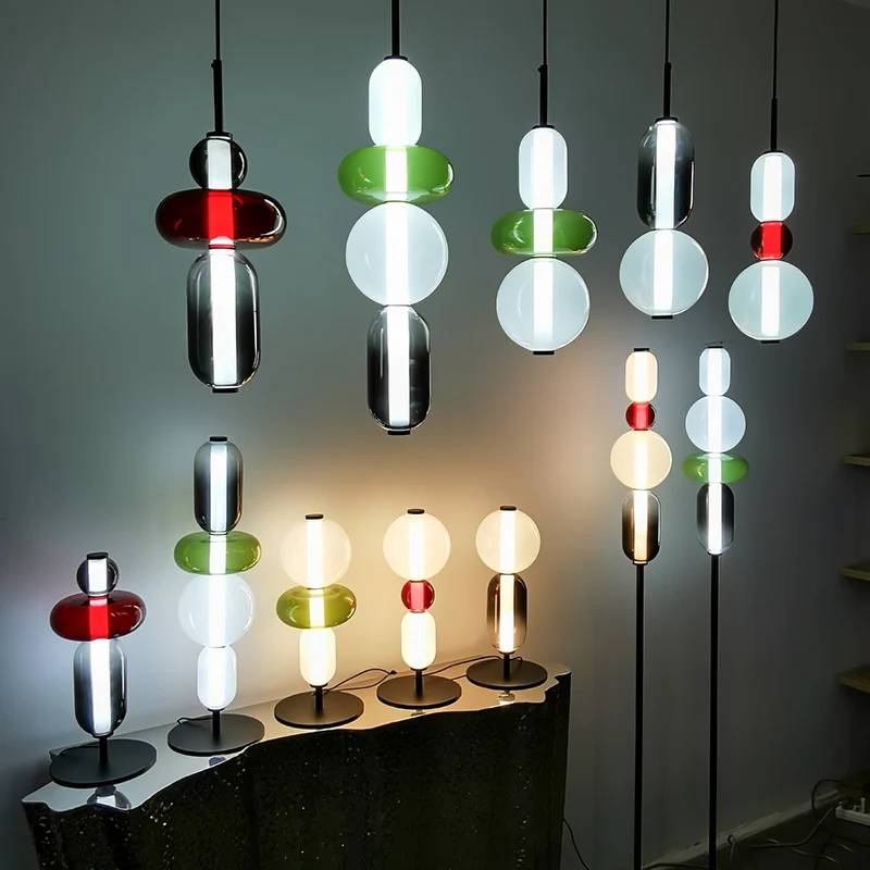 Vloerlamp Glas LED 130 of 160 cm Rood Wit Zwart Woonkamer Design Staande Lamp Lichtobject Interieur | Sansoti