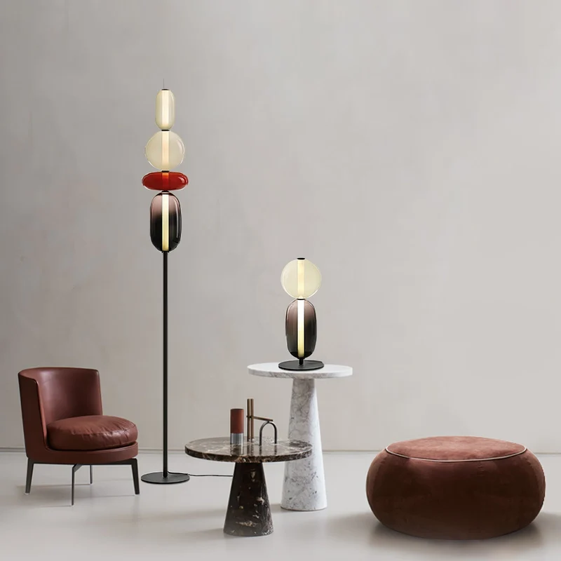 Vloerlamp Glas LED 130 of 160 cm Rood Wit Zwart Woonkamer Design Staande Lamp Lichtobject Interieur | Sansoti