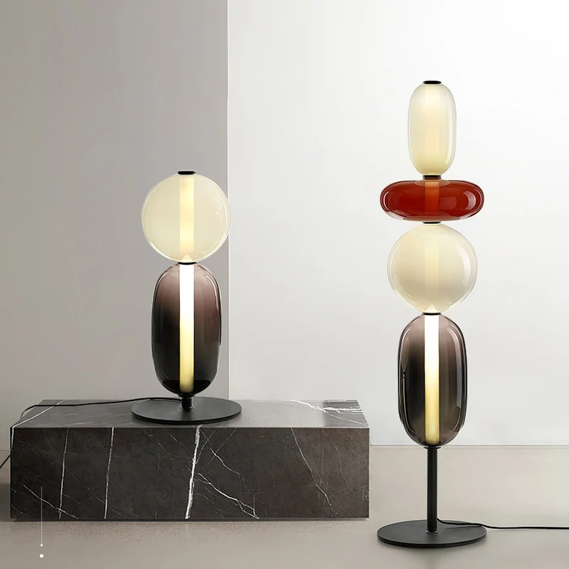 Vloerlamp Glas LED 130 of 160 cm Rood Wit Zwart Woonkamer Design Staande Lamp Lichtobject Interieur | Sansoti