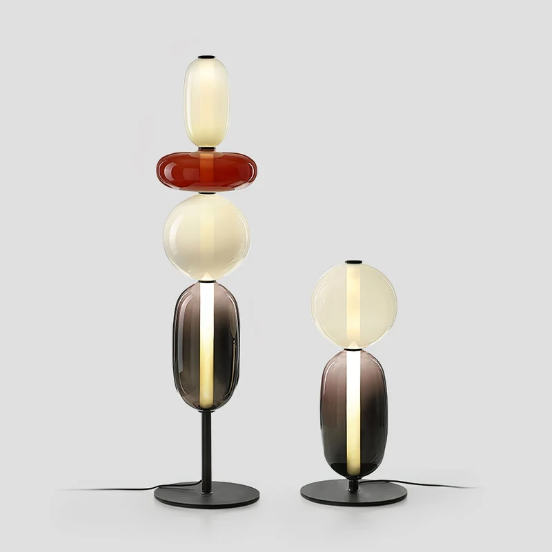 Vloerlamp Glas LED 130 of 160 cm Rood Wit Zwart Woonkamer Design Staande Lamp Lichtobject Interieur | Sansoti