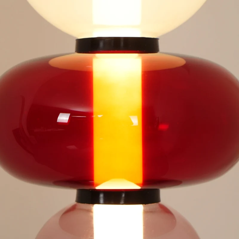 Vloerlamp Glas LED 130 of 160 cm Rood Wit Zwart Woonkamer Design Staande Lamp Lichtobject Interieur | Sansoti