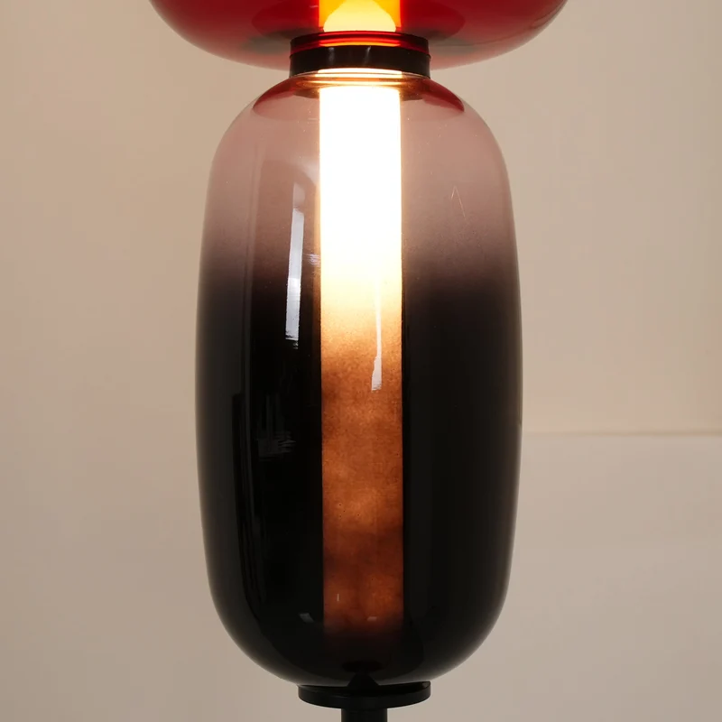 Vloerlamp Glas LED 130 of 160 cm Rood Wit Zwart Woonkamer Design Staande Lamp Lichtobject Interieur | Sansoti