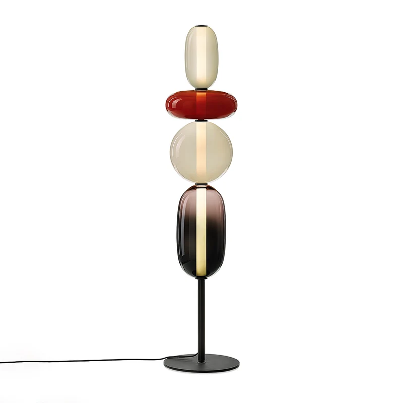 Vloerlamp Glas LED 130 of 160 cm Rood Wit Zwart Woonkamer Design Staande Lamp Lichtobject Interieur | Sansoti