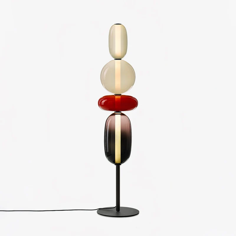 Vloerlamp Glas LED 130 of 160 cm Rood Wit Zwart Woonkamer Design Staande Lamp Lichtobject Interieur | Sansoti