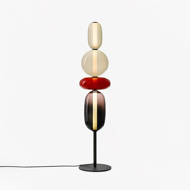 Vloerlamp Glas LED 130 of 160 cm Rood Wit Zwart Woonkamer Design Staande Lamp Lichtobject Interieur | Sansoti