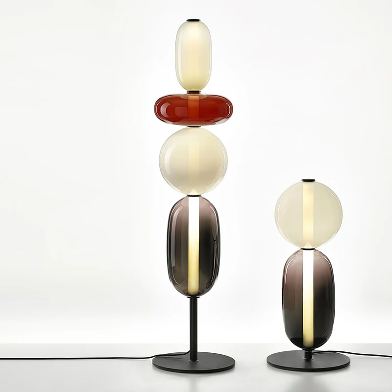 Vloerlamp Glas LED 130 of 160 cm Rood Wit Zwart Woonkamer Design Staande Lamp Lichtobject Interieur | Sansoti
